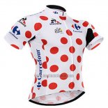 2015 Abbigliamento Ciclismo Tour de France Bianco e Rosso Manica Corta e Salopette